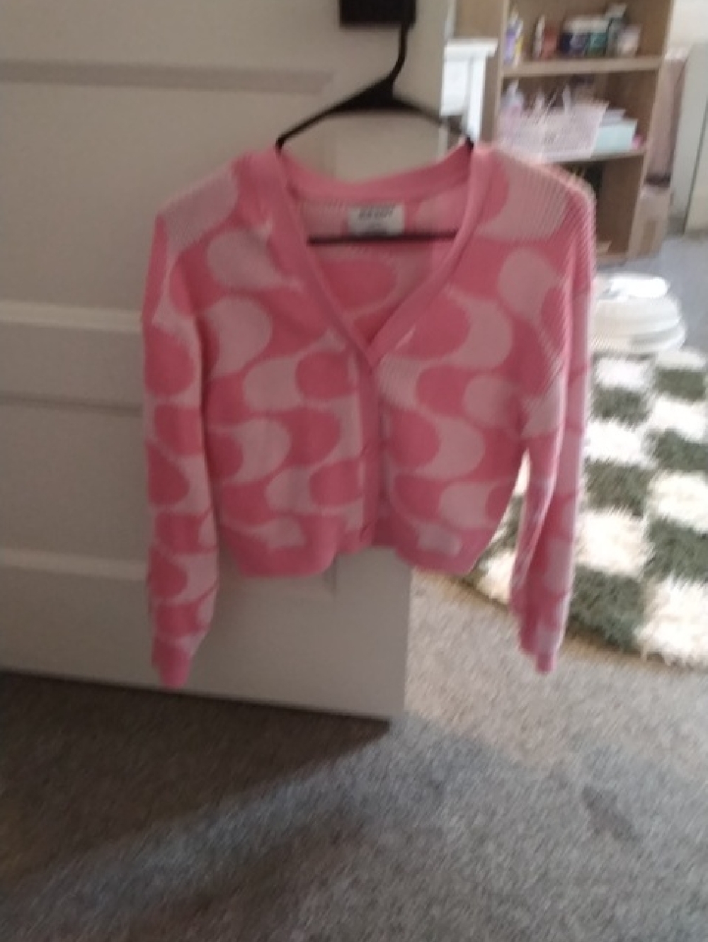 Old Navy Kids Pink White Patterned V-Neck Cardigan